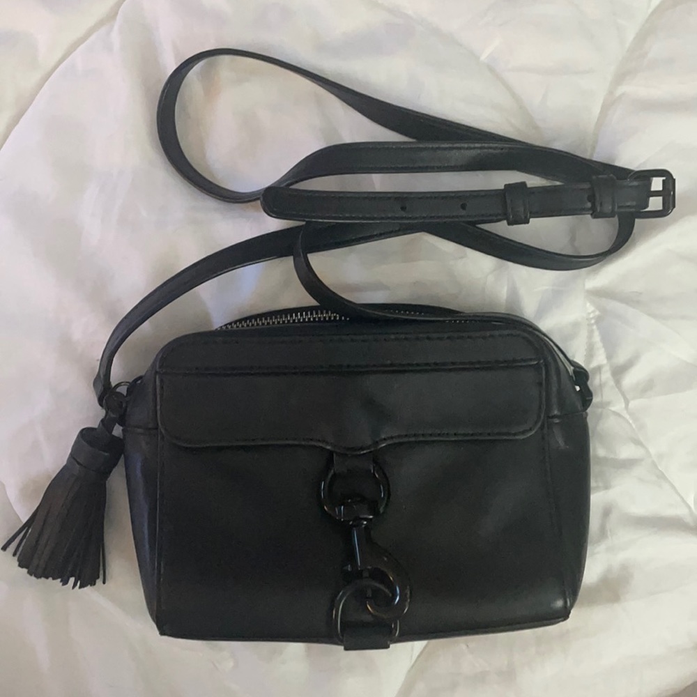Rebecca Minkoff camera crossbody bag, black.